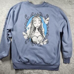 Tim Burton Corpse‎ Bride Sweatshirt Womens Large Blue Emily Graphic Pullover